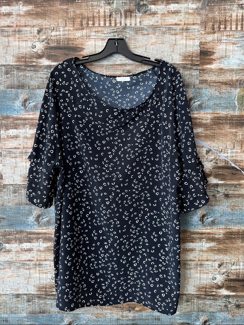 ODDY Black Printed Scoop Neck Blouse